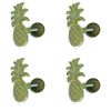 4 small Pineapple handles aged solid pure 2.1/4" Brass PULL knobs kitchens antiques 6 cm beach seaside vintage old antique green