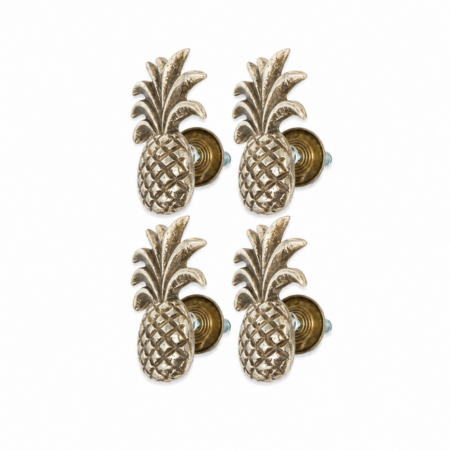 4 Small Pineapple Handles Knobs Solid Pure Brass Pulls Kitchen Cabinet Drawer Antique Beach Seaside Vintage 2.14 6cm