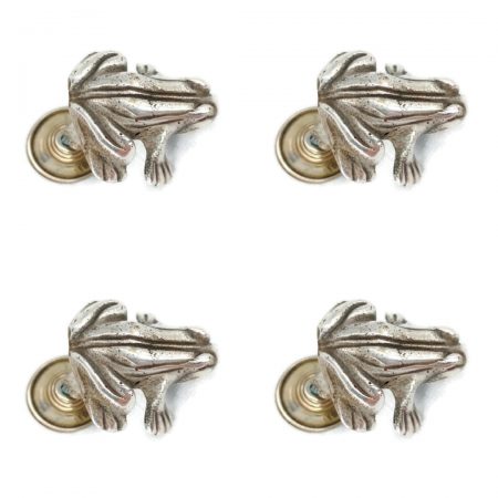 4 small old style FROG Cabinet Door solid pure Brass KNOB Drawer Pull 3.6 cm POLISHED SOLID BRASS ANTIQUE SILVER