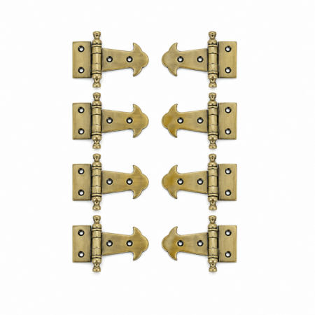 8 Small Solid Brass Finial Hinges 2.5" Antique Style Box Hinges Vintage Cabinet Jewellery Box Hardware