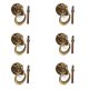 6 heavy ELEPHANT pulls handles antique solid brass vintage drawer knobs ring 2.1/4"