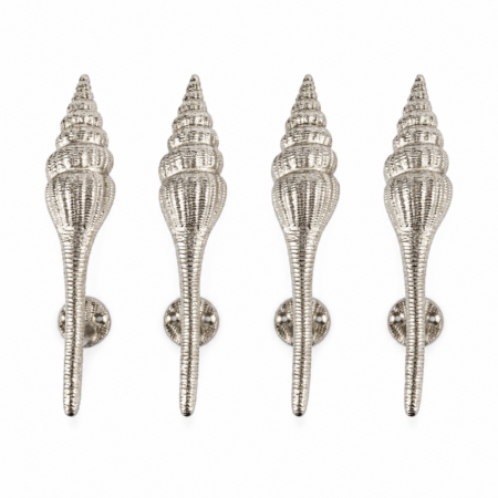 4 Heavy Brass Small Version 8 inch Shell Shape Curvy 21 cm Seaside Heavy Brass Door Pull Handle Grab Old Style