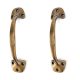 2 small barn DOOR handle pulls solid heavy brass 6.1/4"inches 16 cm old vintage style kitchens D pull handles grab box lift rustic