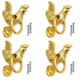 4 x Solid Brass Chicken Hen Rooster Ring Pull Knob – 4⅜" / 11 cm Vintage Cabinet Handle
