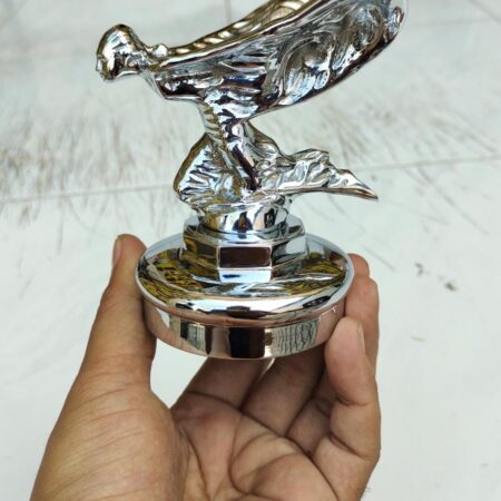 Chrome 4.1/2 "inch high Kneeling Rolls Royce Car MASCOT on BASE solid brass Cast Flying Lady Statue Spirit of Ecstasy bolt hand made rustic