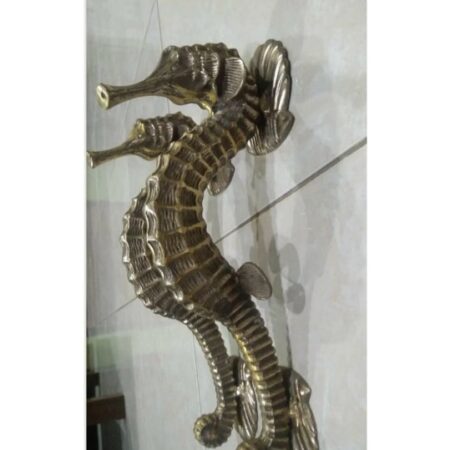 4 large polished brass strong SEAHORSE solid brass door old style house PULL handle 13" heavy