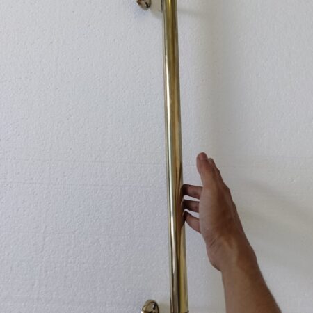 22 POLISHED BRASS large 24" inch long rail rod Brass plain D pull 60 cm Door Handle round ends old Vintage Style Solid ends brass Box Pulls kitchen JOL2