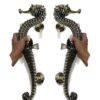 FREE FREIGHT WORLDWIDE 6 to 10 days 2 pieces massive Solid heavy brass Antique or POLISHED BRASS available very very heavy stunning handle OCTOPUS tentacles shaped pull round shaped door handle or door handle pull SIZE: width total 27 cm x 18 cm 11" inches x & 7" inches round back plate