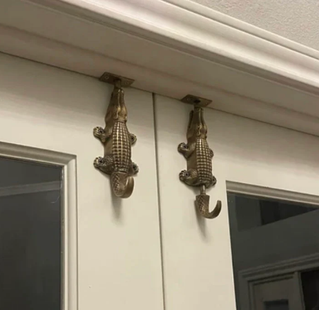 2 Amazing crocodile solid brass small 6.1/4" inch long Heavy Slide Bolt Old Style Door Cabinet 16 cm hand made rustic window cupboard