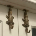 2 Amazing crocodile solid brass small 6.1/4" inch long Heavy Slide Bolt Old Style Door Cabinet 16 cm hand made rustic window cupboard