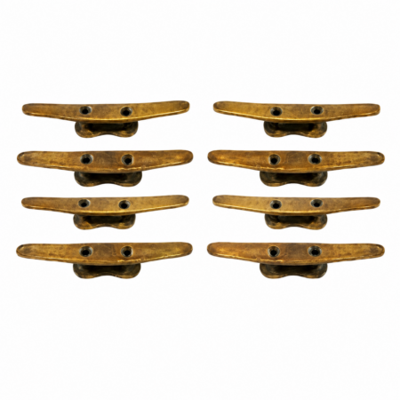 8 Solid Brass Large Boat Cleats – 140mm Heavy Duty Rope Tie Down Hooks – Jetty, Pier & Marine Cleats