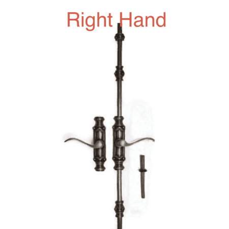 RIGHT HAND SIDE Solid Brass Cremone Bolt Set –Complete Back-to-Back Lever Sets, 110 Inch