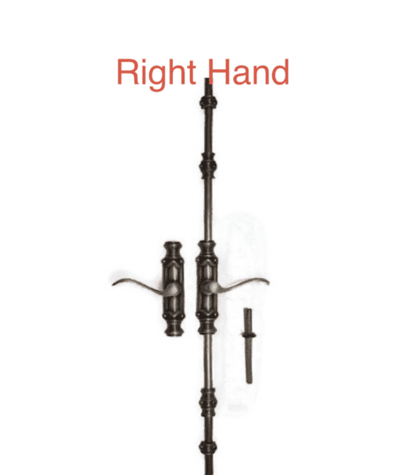 RIGHT HAND SIDE Solid Brass Cremone Bolt Set –Complete Back-to-Back Lever Sets, 110 Inch