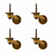4 Strong Large Heavy Screw Castors Chair Table Wheels – Solid Brass Square Plate Antique Style