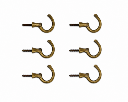 6 Large Solid Brass Cup Hooks 3 Inch Antique Style Kitchen Dresser Wall Hooks Handmade