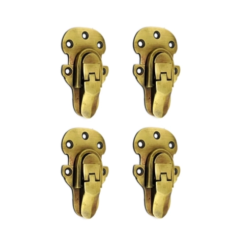 4 VERY SMALL VINTAGE TRUNK CATCH HASP LATCHES – SOLID BRASS – 60mm SUITCASE BOX LOCKS