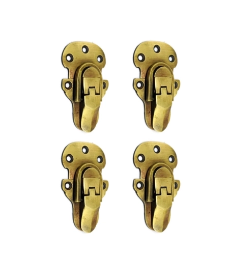 4 VERY SMALL VINTAGE TRUNK CATCH HASP LATCHES – SOLID BRASS – 60mm SUITCASE BOX LOCKS