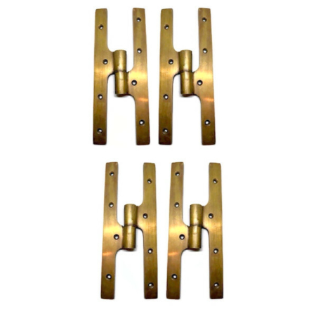 4 PIECES 2 PAIRS 8" inches solid brass Large Lift Off Door Box Hinges H shape Pin Vintage Style cast 21 cm cabinet French style left right