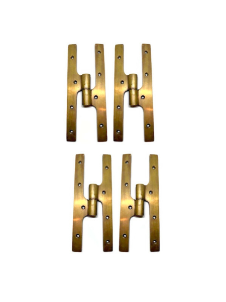 4 PIECES 2 PAIRS 8" inches solid brass Large Lift Off Door Box Hinges H shape Pin Vintage Style cast 21 cm cabinet French style left right