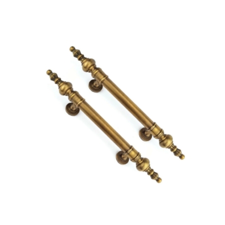 Set of 2 Large Solid Brass Door Pull Handles 16" Vintage Old Style Grab Handles Hidden Fix Brass Hardware