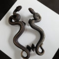 2 RATTLE SNAKE 18" inch long large version 46cm gorgeous door handles pair heavy brass glass shower metal doors rear fix