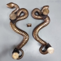 2 RATTLE SNAKE 18" inch long large version 46cm gorgeous door handles pair heavy brass glass shower metal doors rear fix