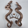 2 RATTLE SNAKE 18" inch long large version 46cm gorgeous door handles pair heavy brass glass shower metal doors rear fix