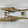 Back to Back Shell Door Pull Handles Solid Brass 12" Glass Shower Door Handles Pair Hidden Fix Coastal Vintage Hardware