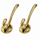 2 Small Period Coat Hooks No. 483 Solid Brass Vintage Deco Style Wall Hooks