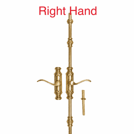 Back-to-Back Lever Cremone Bolt Set – 110 (280cm) Solid Brass Espagnolette Door Fastener – Heavy French Rustic Hardware