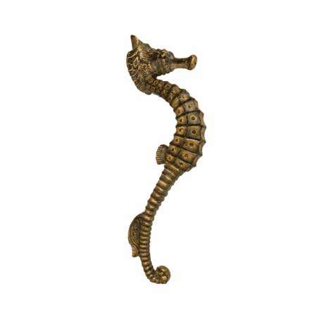 Small Seahorse Solid Brass Door Pull Handle – 10.1/2" Vintage Nautical Style