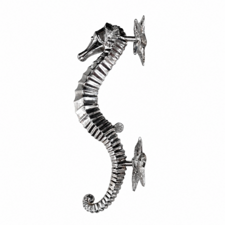 Brass Large Seahorse Door Pull Handles Star Backplates 35cm Antique Style Brass Grab Handles