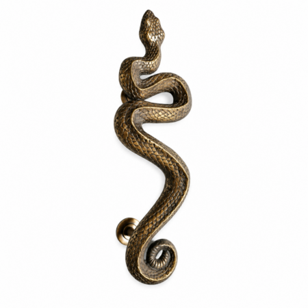 CAST heavy SNAKE massive PAIR brass pieces door handles 17.12amazing 45cm Rustic hand made RATTLE body Old Style basic casting pulls