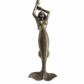 Large Mermaid Solid Brass Door Pull Handle 15.5” Antique Style Heavy Front Door Handle Aged Brass