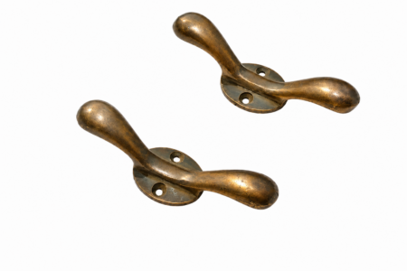 2 Small 3 CLEAT Tie Downs Solid Heavy 100% Brass Boat Rope Hooks Nautical Marine Cleats Bronze Patina Handmade