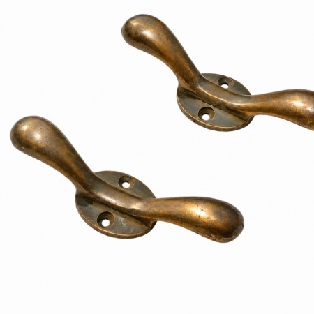 2 Small 3 CLEAT Tie Downs Solid Heavy 100% Brass Boat Rope Hooks Nautical Marine Cleats Bronze Patina Handmade