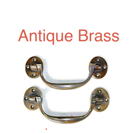 2 Solid Brass Bale Drawer Pull Handles 6 Inch 15cm, Vintage Box Trunk Pulls, Antique Brass Cabinet Handles, Heavy Kitchen Door Hardware