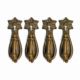 4 Aged Antique Style Flower Brass Cupboard Door Pull Handles with Keyhole – Heavy Solid Brass Vintage Reproduction 1701P