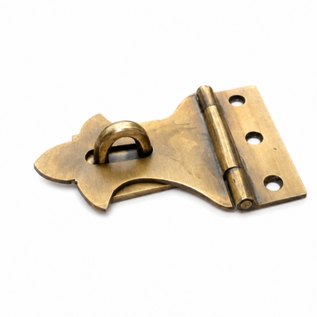 Small Solid Brass Hasp & Staple Catch 45WS – Vintage Antique Style Box Latch 80mm Bronze Patina Finish