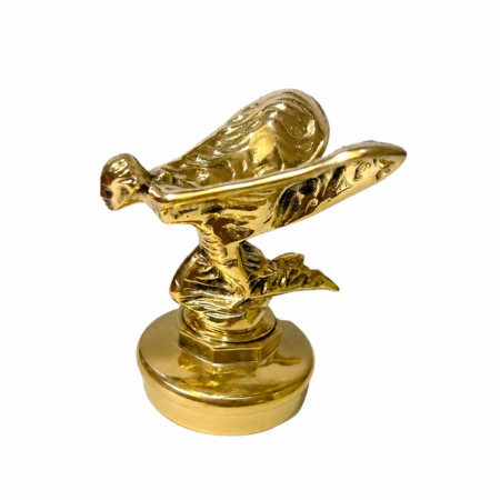 Solid Brass Polished 4.12 Rolls Royce Kneeling Flying Lady Mascot on Base – Spirit of Ecstasy Rustic Replica