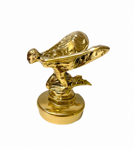 Solid Brass Polished 4.12 Rolls Royce Kneeling Flying Lady Mascot on Base – Spirit of Ecstasy Rustic Replica
