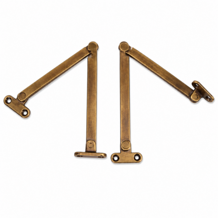 2 Medium 5 Brass Lid Stay Hinges Vintage Antique Box Stays, Heavy Old Style Door Catch Support Hinges 12.5cm Pair