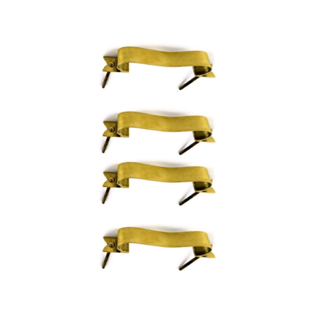 2 Small Solid Brass D Pull Handles 3.5" (90mm) – Heavy Ribbon Style Drawer Pulls – Vintage Kitchen Cabinet Hardware
