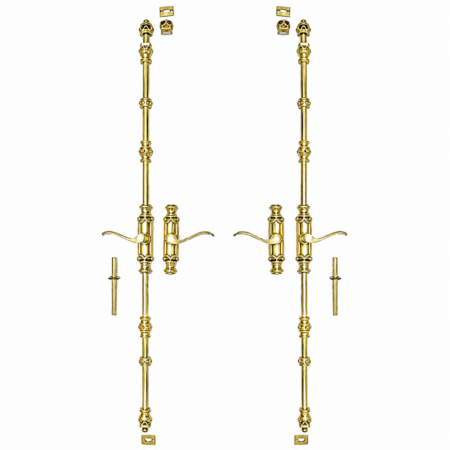 Solid Brass Cremone Bolt Set – 2 Complete Back-to-Back Lever Sets, 110Inch espagnolette door hardware
