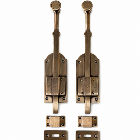 2 Heavy 12” French Style Solid Brass Flush Bolts Antique Bronze Patina Door Slide Locks