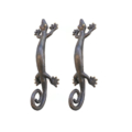 2 Large Gecko Brass Door Handles 14” Solid Brass Vintage Pulls Antique Style