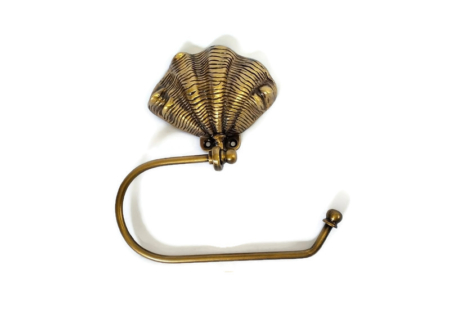 Toilet Roll Holder Solid Brass Shell Shape Toilet Paper Holder 6" x 7" Scallop Shell Design
