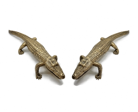 pair Crocodile Door Pull Handles Solid Brass 12 Alligator Door Handles Vintage Handmade 2