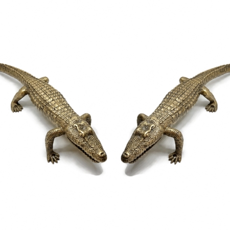pair Crocodile Door Pull Handles Solid Brass 12 Alligator Door Handles Vintage Handmade 2