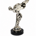 Solid Brass Rolls Royce Style Flying Lady Statue Spirit Ecstasy Style Car Mascot on Real Marble Base – Silver Finish – 27 cm (10.5")